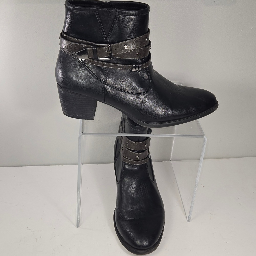 Modellista Rave Black Faux Leather Ankle Boots Buckle Strap Size 11M M18792Z